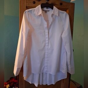 Valerie Stevens High Low Combo White Blouse W Chiffon Inset Back Women Sm